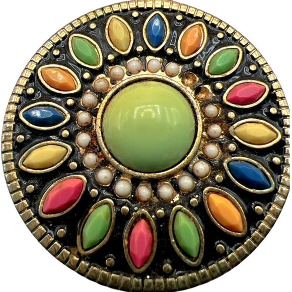 Vintage Boho Style Necklace & Bracelet Set With Multicolor Faux Gemstones.   N57 - Picture 11 of 14